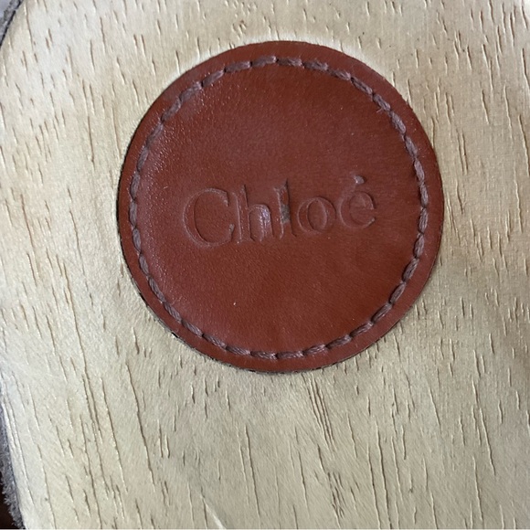 Chloe Gray Suede Leather Studded Round-Toe Slip On Wooden Sole Clog Mules Sz 40 - Picture 10 of 12